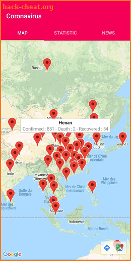 Coronavirus live tracking screenshot