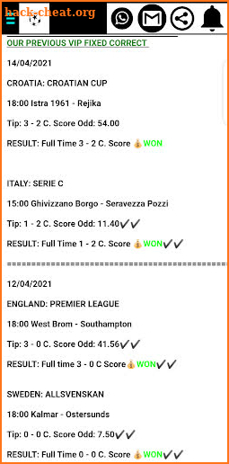 CORRECT SCORES TIPSTER screenshot