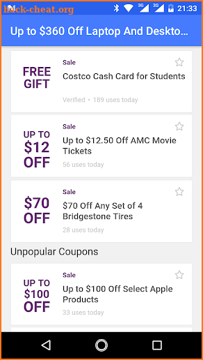 Coupons for Costco Wholesales discount screenshot