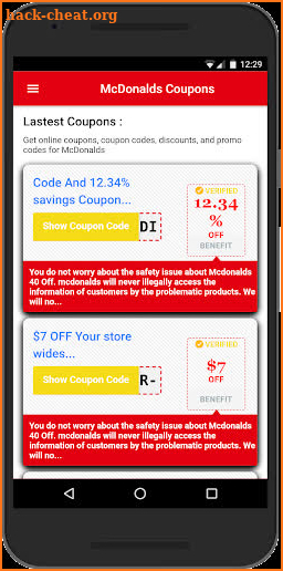 Coupons for McDonalds screenshot