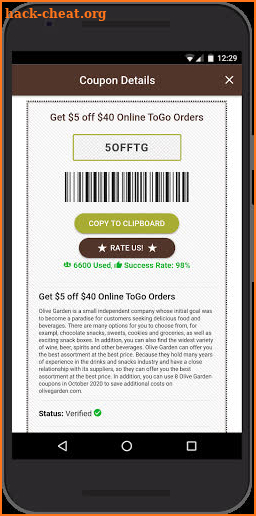 Coupons for Olive Garden Restaurant screenshot