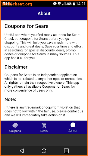 Coupons for sears screenshot