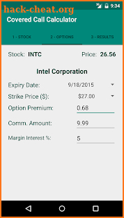 Covered Call Calculator screenshot