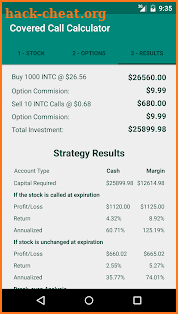 Covered Call Calculator screenshot