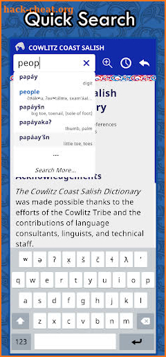 Cowlitz Salish Dictionary screenshot