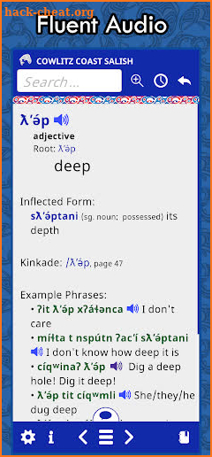 Cowlitz Salish Dictionary screenshot