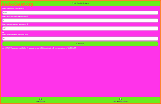 Credit Card Calculator screenshot