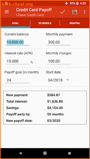 Credit Card Payoff screenshot