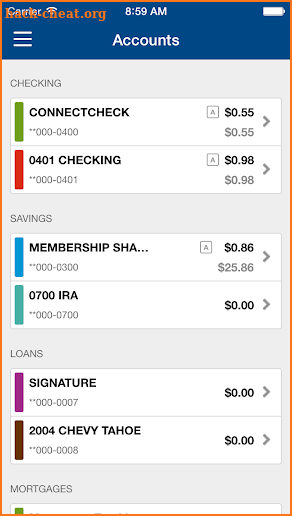 Credit Union of America screenshot