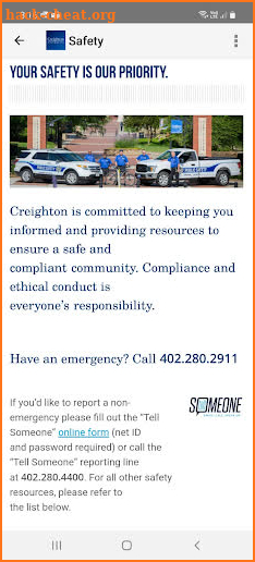 Creighton University screenshot