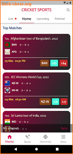 Cricket Sports - live line screenshot