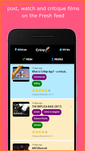 Critiqr - Connecting Filmmakers to Feedback screenshot