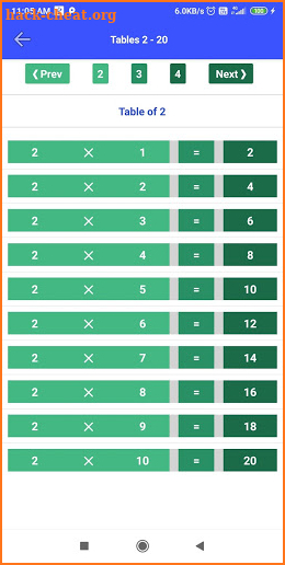 Cross tables Maths screenshot