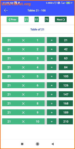 Cross tables Maths screenshot