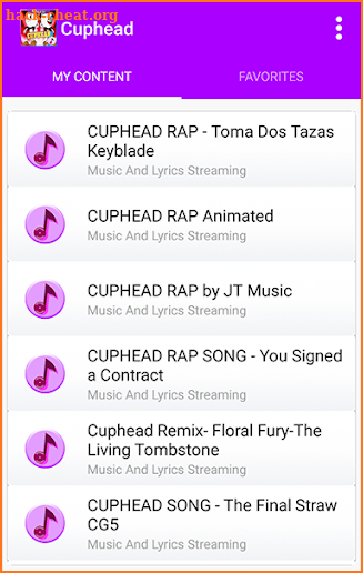 Cuphead Songs Lyrics screenshot