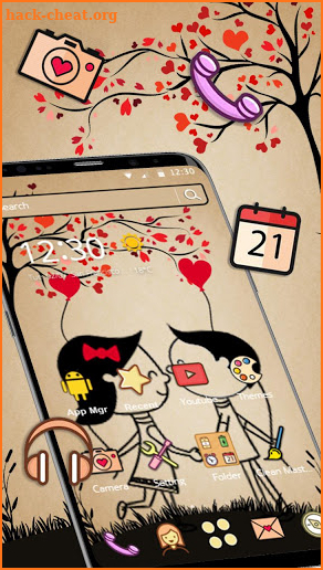 Cute Cartoon Couple Theme screenshot