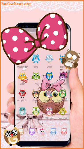 Cute Cartoon Owl Bowknot Theme screenshot