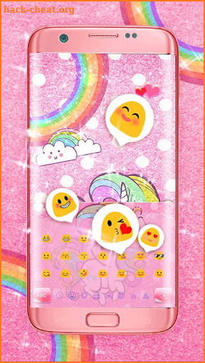 Cute cartoon rainbow unicorn keyboard theme screenshot