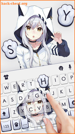 Cute Cat Girl Keyboard Background screenshot