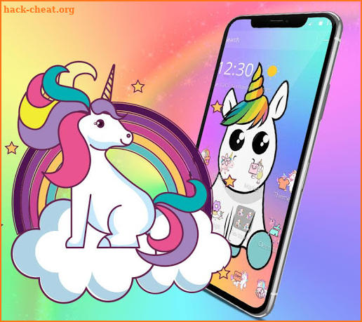 Cute Colorful Cartoon Unicorn Theme screenshot