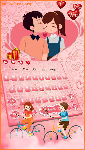 Cute Couple Cycling Keyboard Theme👩‍❤️‍💋‍👨🚲 screenshot