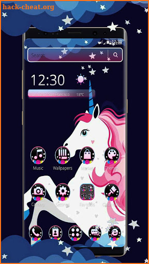 Cute Dreamy Night Unicorn Theme screenshot