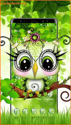 Cute Green Owl Theme screenshot