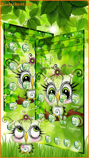 Cute Green Owl Theme screenshot