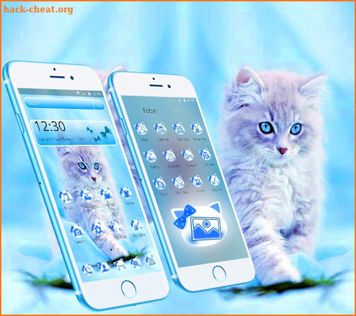 Cute Ice Blue Cat Theme screenshot