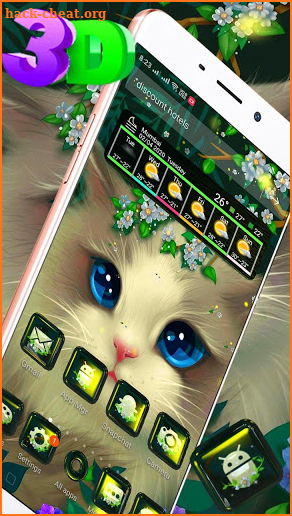 Cute Kitty Cat 3D Glass Tech Theme 😻 screenshot