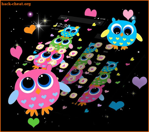 Cute Owl Family Cartoon Theme screenshot