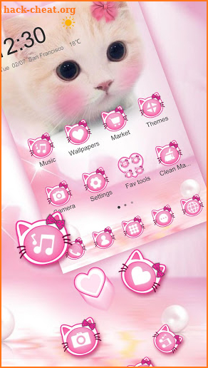 Cute Pink Bow Kitty Launcher screenshot