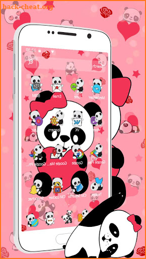 Cute Pink Bow Panda Theme screenshot