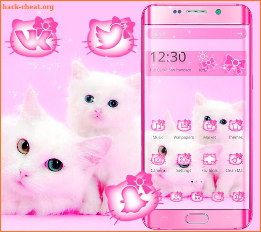 Cute Pink Cat Theme screenshot