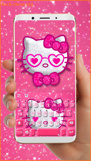 Cute Pink Kittie Keyboard Theme screenshot