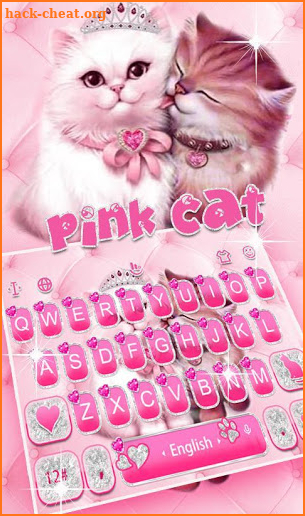 Cute Pink Lovely Cat Keyboard Theme screenshot