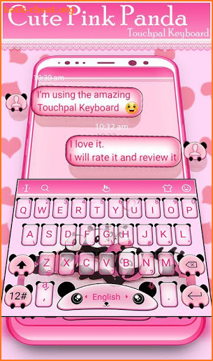 Cute Pink Lovely Panda Keyboard Theme screenshot