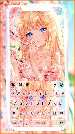 Cute Sakura Girl Keyboard Background screenshot