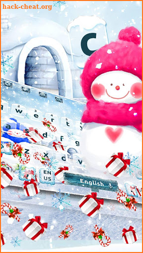 Cute Snow Man Gravity Keyboard Theme screenshot