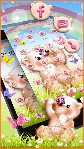 Cute Teddy Nature Butterfly Theme screenshot