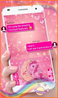 Cuteness Pink Cartoon Unicorn Keyboard Theme screenshot