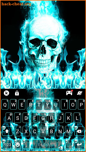 Cyan Fire Skull Keyboard Theme screenshot