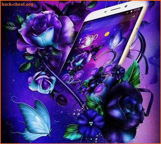 Dark Galaxy Purple Flower Theme screenshot