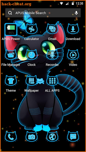 Dark Neon Cat APUS Launcher theme screenshot