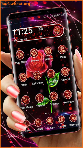 Dark Sparkle Red Rose Theme screenshot