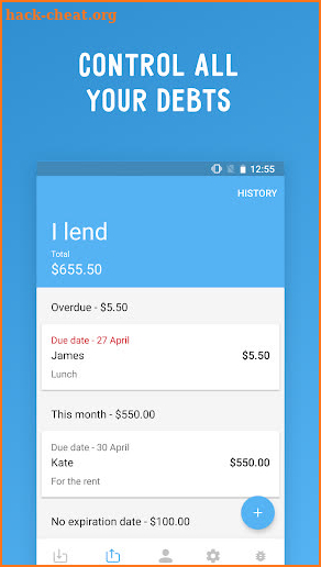 Debt Control – Manager Tracker screenshot