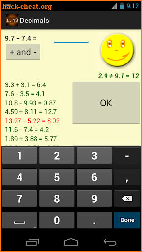 Decimals screenshot