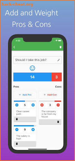 Decision Maker: Pros & Cons screenshot