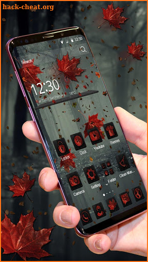 Deep Autumn Red Maple Leaf Parallax Theme screenshot