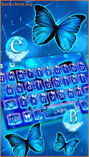 Delicate Neon Butterfly Keyboard Theme screenshot